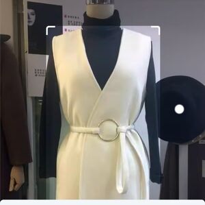 wool cashmere blend white jacket coat vest. NEW.